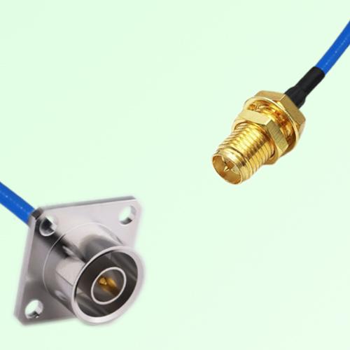 Semi-Flexible Jumper RP SMA Bulkhead Female to QN Male 4 Hole 25x25mm Semi-Flexible Jumper RP SMA Bulkhead Female to QN Male 4 Hole 25x25mm