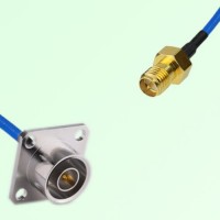 Semi-Flexible Jumper RP SMA Female to QN Male 4 Hole Flange Mount 25x25mm