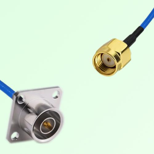 Semi-Flexible Jumper RP SMA Male to QN Male 4 Hole Flange Mount 25x25mm Semi-Flexible Jumper RP SMA Male to QN Male 4 Hole Flange Mount 25x25mm
