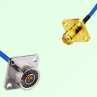 Semi-Flexible Jumper SMA Female 4 Hole 12.7x12.7mm to QN Male 4 Hole 25x25mm