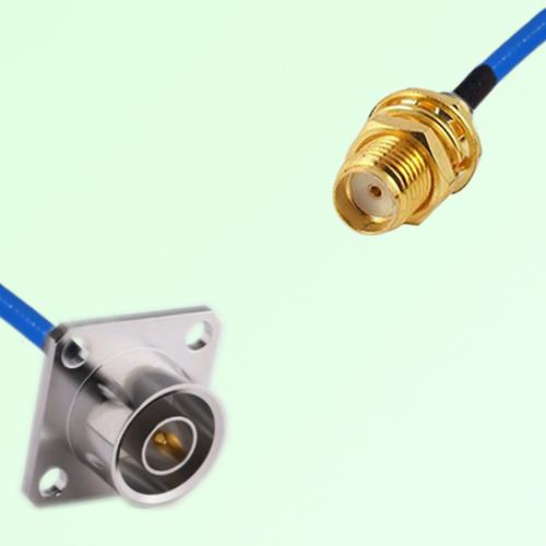 Semi-Flexible Jumper SMA Bulkhead Female to QN Male 4 Hole Flange Mount 25x25mm