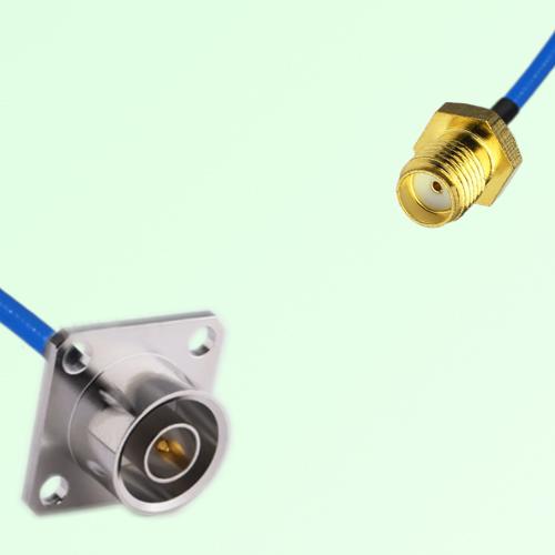 Semi-Flexible Jumper SMA Female to QN Male 4 Hole Flange Mount 25x25mm