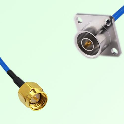 Semi-Flexible Jumper QN Male 4 Hole Flange Mount 25x25mm to SMA Male