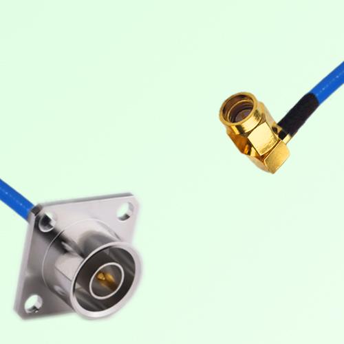 Semi-Flexible Jumper SSMA Male Right Angle to QN Male 4 Hole 25x25mm