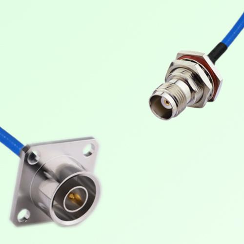 Semi-Flexible Jumper TNC Bulkhead Female with O-Ring to QN Male 4 Hole 25x25mm Semi-Flexible Jumper TNC Bulkhead Female with O-Ring to QN Male 4 Hole 25x25mm