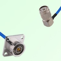 Semi-Flexible Jumper TNC Male Right Angle to QN Male 4 Hole Flange Mount 25x25mm