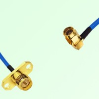 Semi-Flexible Jumper SSMA Male Right Angle to RP SMA Female 2 Hole Flange Mount