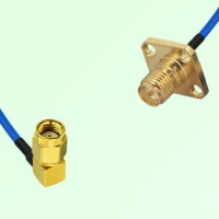Semi-Flexible Jumper RP SMA Female 4 Hole 12.7x12.7mm to RP SMA Male Right Angle