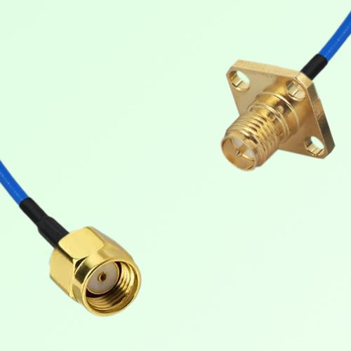 Semi-Flexible Jumper RP SMA Female 4 Hole 12.7x12.7mm to RP SMA Male