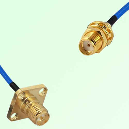 Semi-Flexible Jumper SMA Bulkhead Female to RP SMA Female 4 Hole 12.7x12.7mm