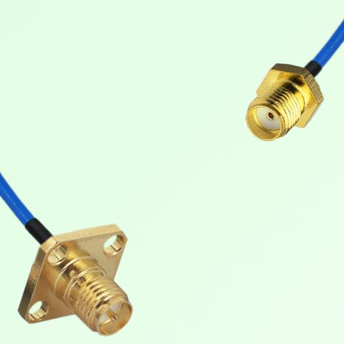 Semi-Flexible Jumper SMA Female to RP SMA Female 4 Hole Flange Mount 12.7x12.7mm