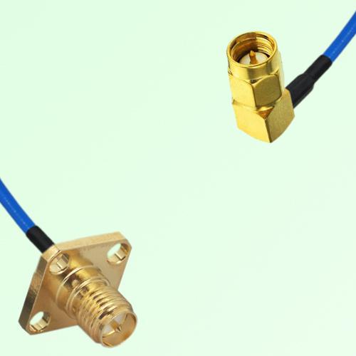 Semi-Flexible Jumper SMA Male Right Angle to RP SMA Female 4 Hole 12.7x12.7mm