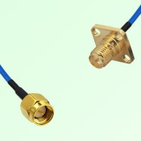 Semi-Flexible Jumper RP SMA Female 4 Hole Flange Mount 12.7x12.7mm to SMA Male