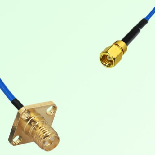 Semi-Flexible Jumper SMC Female to RP SMA Female 4 Hole Flange Mount 12.7x12.7mm