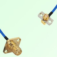 Semi-Flexible SMP Female Right Angle 2 Hole to RP SMA Female 4 Hole 12.7mm