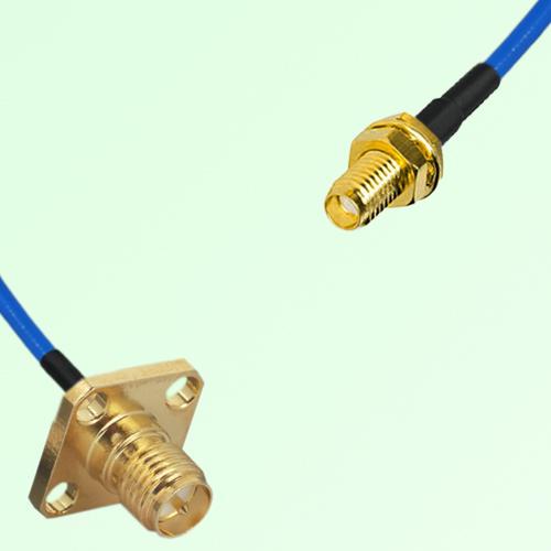 Semi-Flexible Jumper SSMA Bulkhead Female to RP SMA Female 4 Hole 12.7x12.7mm