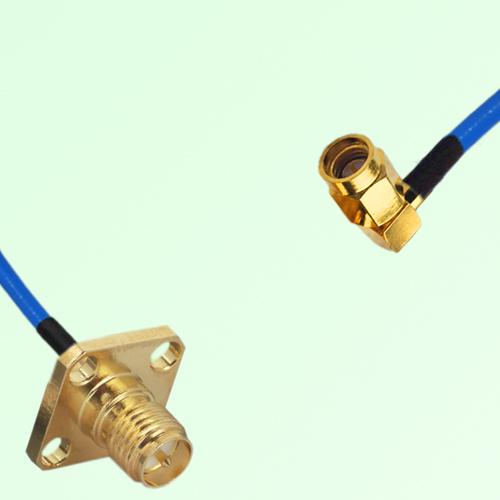 Semi-Flexible Jumper SSMA Male Right Angle to RP SMA Female 4 Hole 12.7x12.7mm