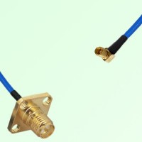 Semi-Flexible Jumper SSMC Female Right Angle to RP SMA Female 4 Hole 12.7x12.7mm