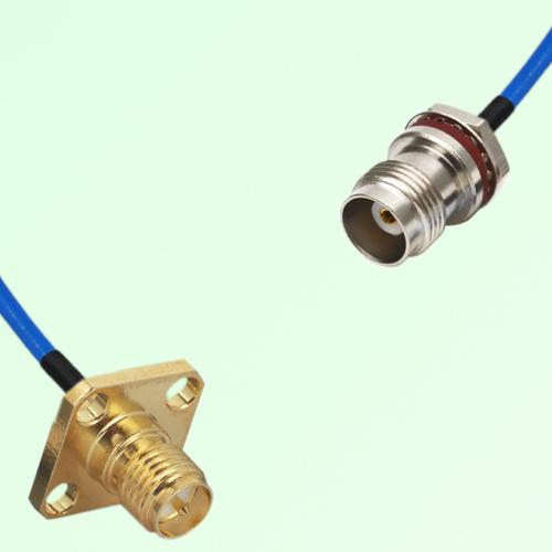 Semi-Flexible TNC Front Mount Bulkhead Female - RP SMA Female 4 Hole 12.7mm