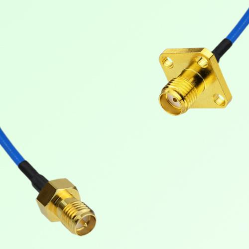 Semi-Flexible Jumper SMA Female 4 Hole Flange Mount 12.7x12.7mm to RP SMA Female