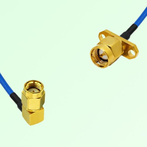 Semi-Flexible Jumper SMA Male 2 Hole Flange Mount to RP SMA Male Right Angle