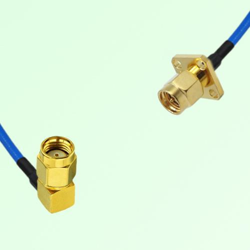 Semi-Flexible Jumper SMA Male 4 Hole 12.7x12.7mm to RP SMA Male Right Angle