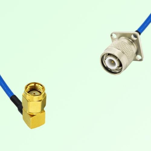 Semi-Flexible Jumper TNC Male 4 Hole 17.5x17.5mm to RP SMA Male Right Angle Semi-Flexible Jumper TNC Male 4 Hole 17.5x17.5mm to RP SMA Male Right Angle