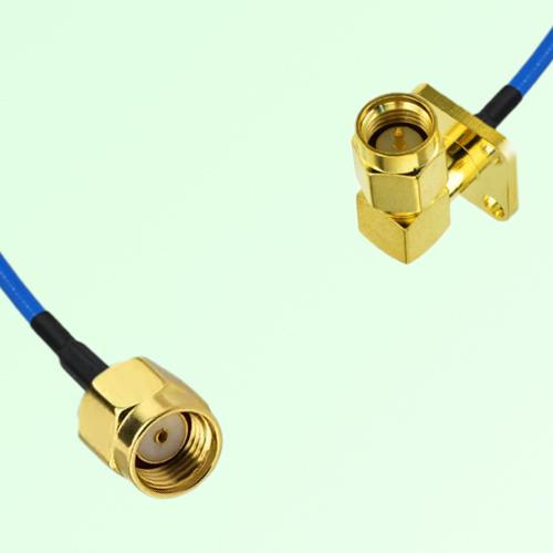 Semi-Flexible Jumper SMA Male Right Angle 4 Hole 12.7x12.7mm to RP SMA Male