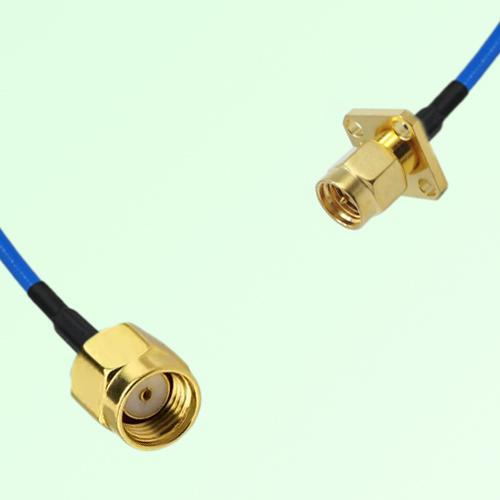 Semi-Flexible Jumper SMA Male 4 Hole Flange Mount 12.7x12.7mm to RP SMA Male
