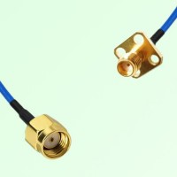 Semi-Flexible Jumper SSMA Female 4 Hole Flange Mount 12.7x12.7mm to RP SMA Male