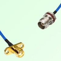 Semi-Flexible TNC Front Mount Bulkhead Female with O-Ring to SMA Female 2 Hole Semi-Flexible TNC Front Mount Bulkhead Female with O-Ring to SMA Female 2 Hole