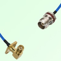 Semi-Flexible TNC Front Mount Bulkhead Female - SMA Female Right Angle 4 Hole Semi-Flexible TNC Front Mount Bulkhead Female - SMA Female Right Angle 4 Hole