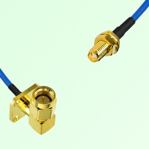 Semi-Flexible Jumper SSMA Bulkhead Female to SMA Male Right Angle 4 Hole 12.7mm
