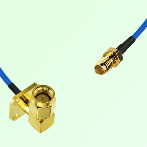 Semi-Flexible Jumper SSMA Female to SMA Male Right Angle 4 Hole 12.7x12.7mm