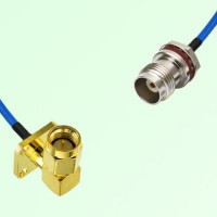 Semi-Flexible TNC Front Mount Bulkhead Female - SMA Male Right Angle 4 Hole Semi-Flexible TNC Front Mount Bulkhead Female - SMA Male Right Angle 4 Hole