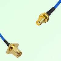 Semi-Flexible Jumper SSMA Bulkhead Female to SMA Male 4 Hole 12.7x12.7mm