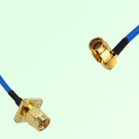 Semi-Flexible Jumper SSMA Male Right Angle to SMA Male 4 Hole 12.7x12.7mm