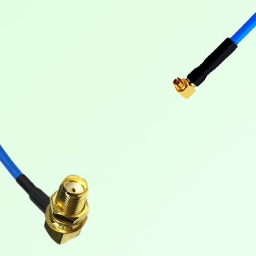 Semi-Flexible SMPM / SSMP Female Right Angle to SMA Bulkhead Female Right Angle Semi-Flexible SMPM / SSMP Female Right Angle to SMA Bulkhead Female Right Angle