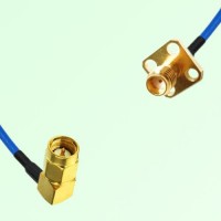 Semi-Flexible Jumper SSMA Female 4 Hole 12.7x12.7mm to SMA Male Right Angle