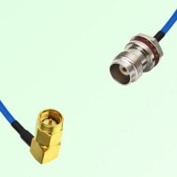 Semi-Flexible TNC Front Mount Bulkhead Female with O-Ring - SMA Male Right Angle Semi-Flexible TNC Front Mount Bulkhead Female with O-Ring - SMA Male Right Angle