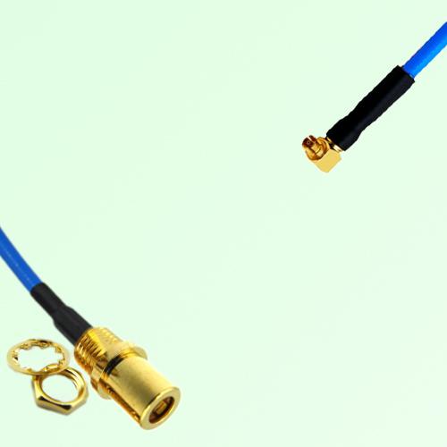 Semi-Flexible SMPM / SSMP Female Right Angle to SMB Front Mount Bulkhead Female Semi-Flexible SMPM / SSMP Female Right Angle to SMB Front Mount Bulkhead Female