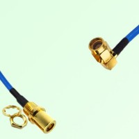 Semi-Flexible Jumper SSMA Male Right Angle to SMB Front Mount Bulkhead Female Semi-Flexible Jumper SSMA Male Right Angle to SMB Front Mount Bulkhead Female