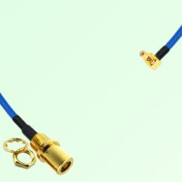 Semi-Flexible Jumper SSMC Male Right Angle to SMB Front Mount Bulkhead Female