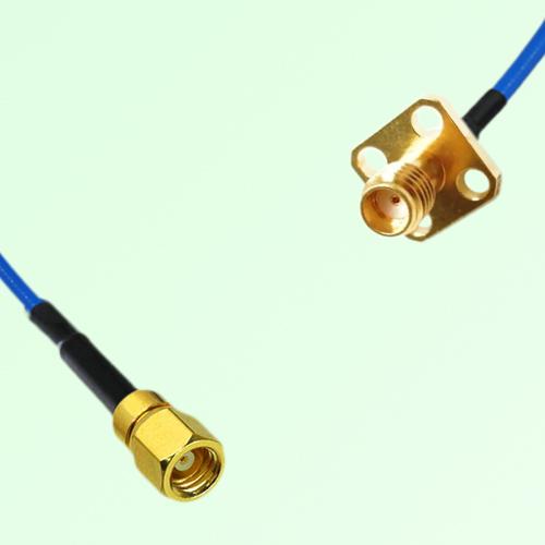 Semi-Flexible Jumper SSMA Female 4 Hole Flange Mount 12.7x12.7mm to SMC Female