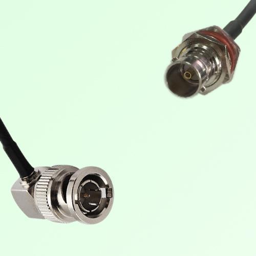 75ohm BNC Male Right Angle to BNC Bulkhead Female Coax Cable Assembly