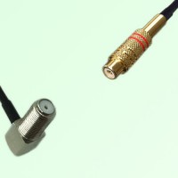 75ohm F Bulkhead Female Right Angle to RCA Female Coax Cable Assembly