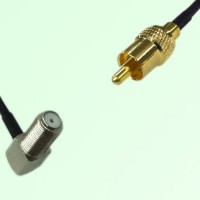 75ohm F Bulkhead Female Right Angle to RCA Male Coax Cable Assembly