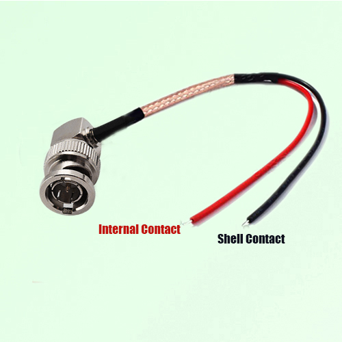 75 Ohm Y type Cable BNC Male Right Angle to Tinned Wires 75 Ohm Y type Cable BNC Male Right Angle to Tinned Wires