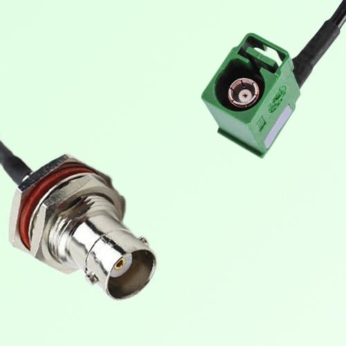 FAKRA SMB E 6002 green Female Jack RA to BNC Bulkhead Female Cable FAKRA SMB E 6002 green Female Jack RA to BNC Bulkhead Female Cable