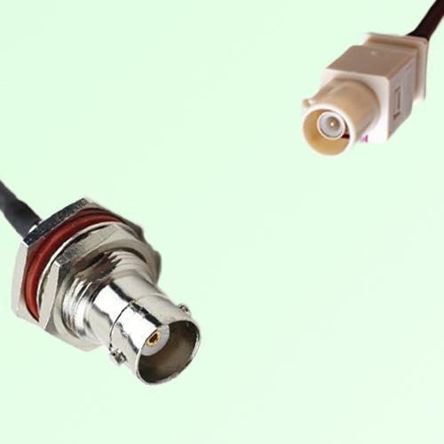 FAKRA SMB I 1001 beige Male Plug to BNC Bulkhead Female Jack Cable FAKRA SMB I 1001 beige Male Plug to BNC Bulkhead Female Jack Cable
